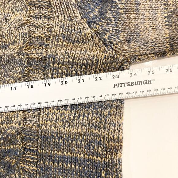 NWOT LEIF NELSON Hoodie Sweater L Aztec Cable-Knit Mock-Neck Drawstring Wool - Picture 12 of 14